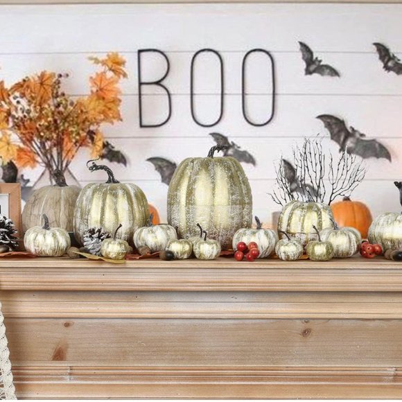 FSFORCAR Other - GOLDEN BRUSHED RUSTIC ARTIFICIAL PUMPKIN SET